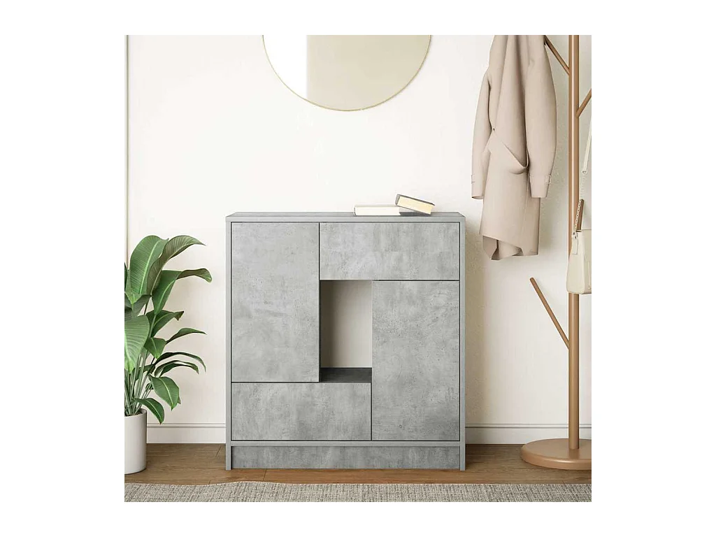 Buffet avec tiroirs et portes gris béton 70,5x34x74,5 cm