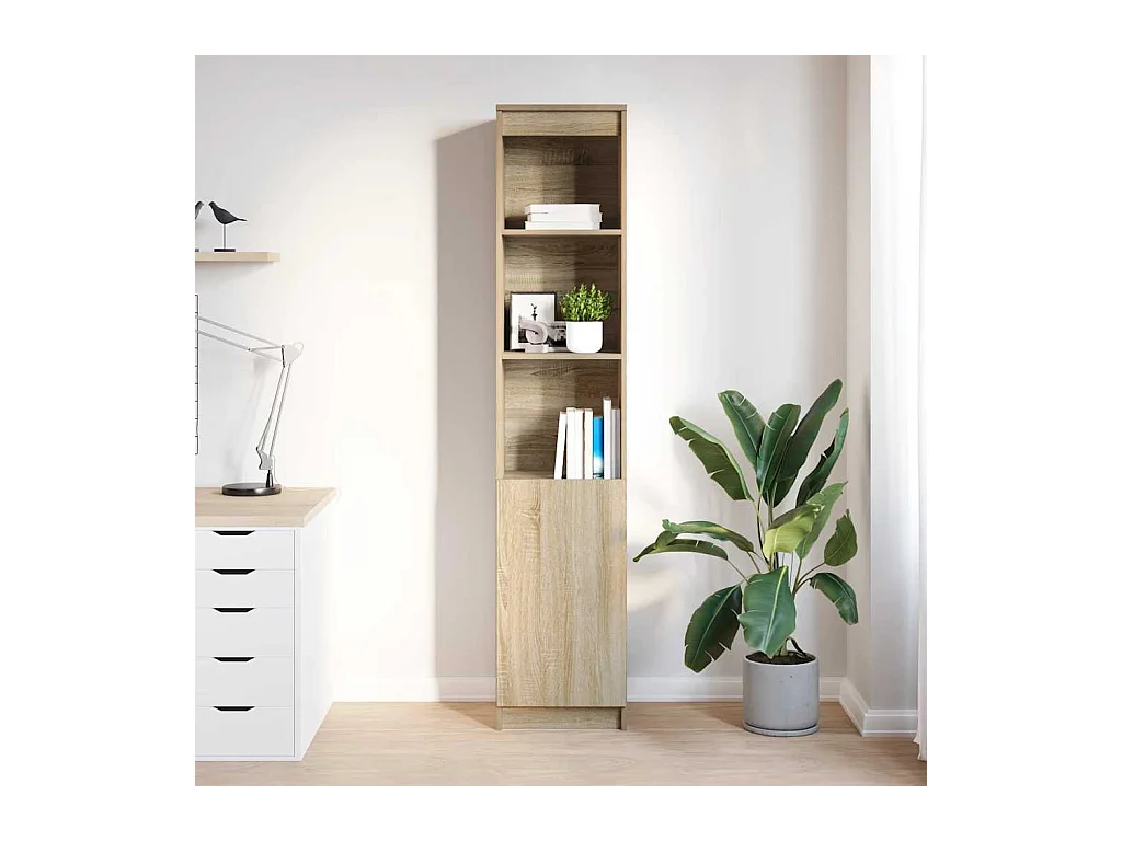 Buffet haut chêne sonoma 37,5x35x180 cm bois d'ingénierie