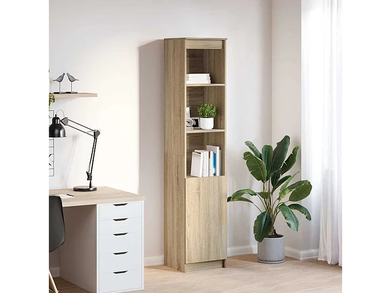 Aparador alto roble Sonoma 37,5x35x180 cm madera de ingeniería