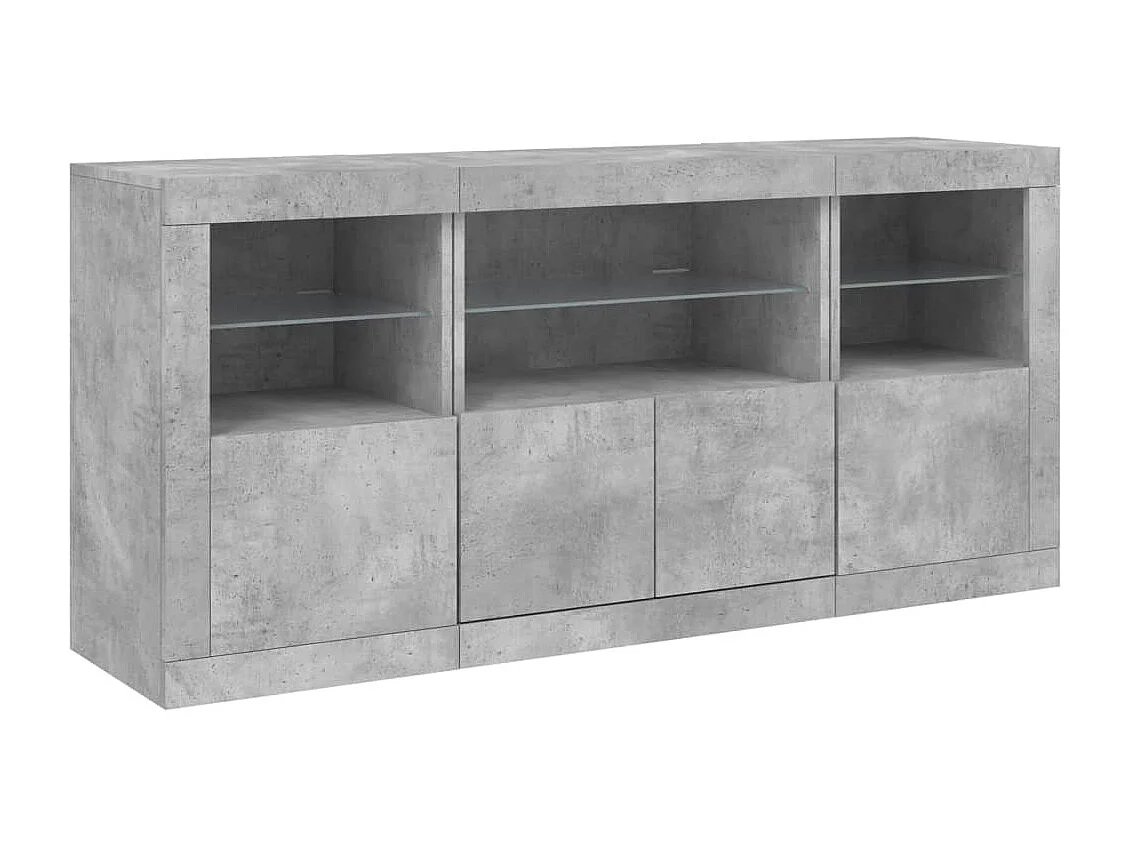 Buffet avec lumières LED gris béton 142,5x37x67 cm