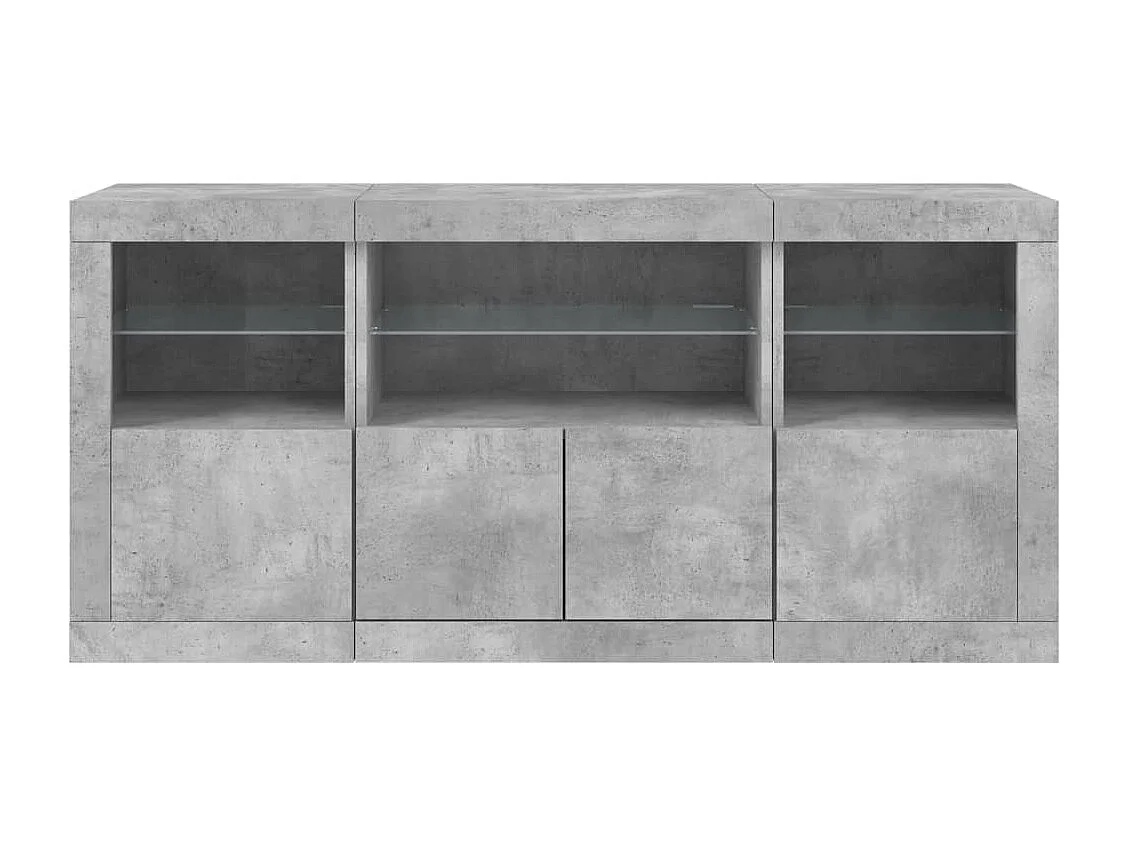 Buffet avec lumières LED gris béton 142,5x37x67 cm