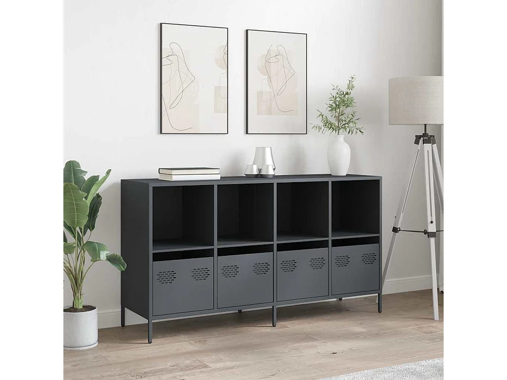 Buffet anthracite 135x39x73,5 cm acier laminé à froid