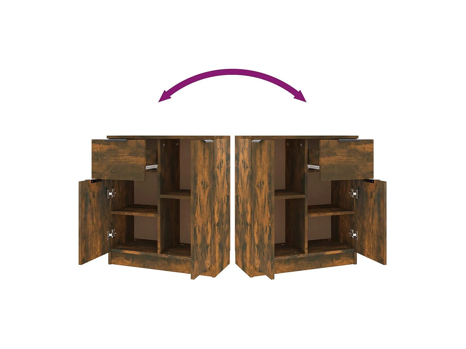 Aparadores 2 uds madera contrachapada roble ahumado 60x30x70 cm