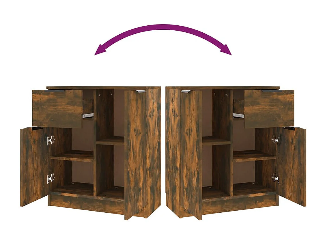 Aparadores 2 uds madera contrachapada roble ahumado 60x30x70 cm