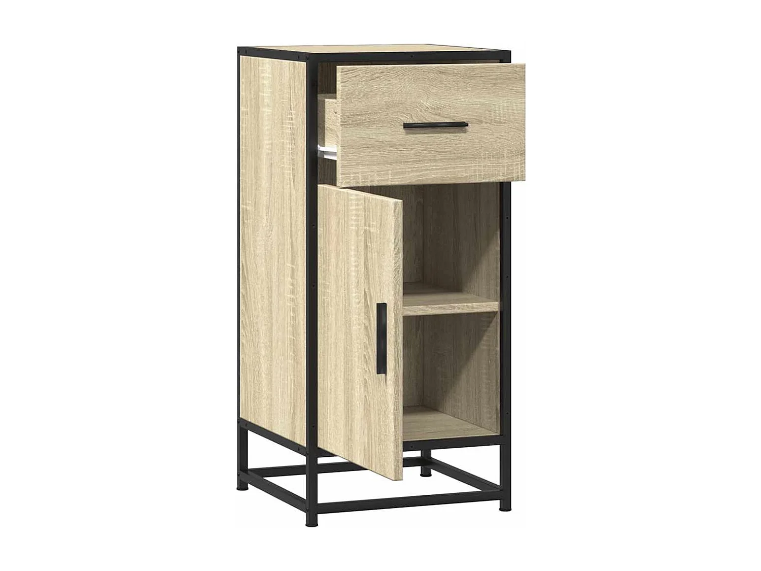 Dressoir 35,5x35x76 cm bewerkt hout en metaal sonoma eikenkleur