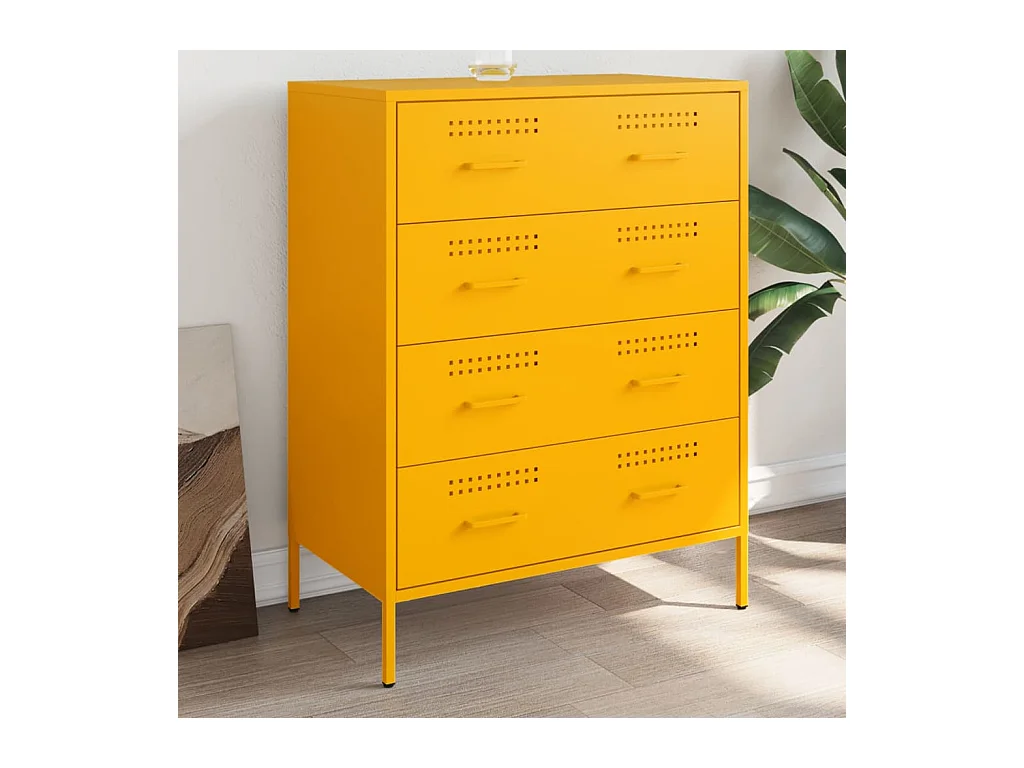 Buffet jaune moutarde 68x39x89 cm acier