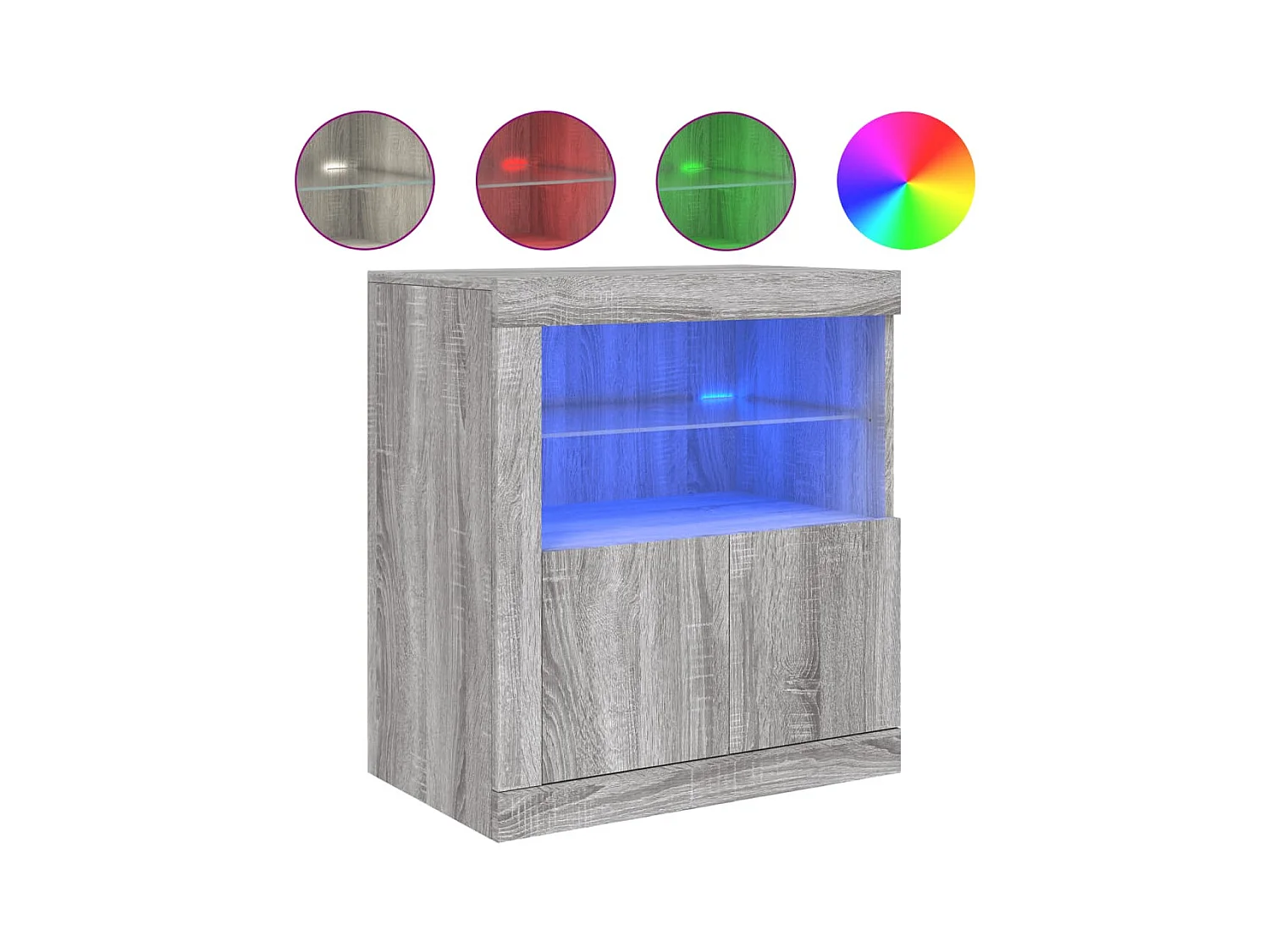 Buffet avec lumières LED sonoma gris 60,5x37x67 cm