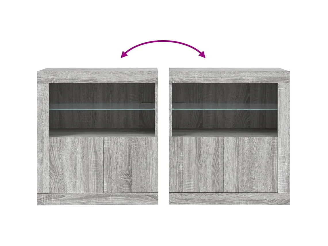 Buffet avec lumières LED sonoma gris 60,5x37x67 cm