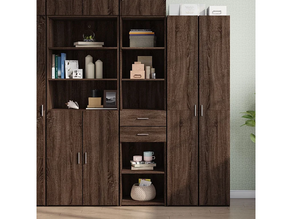 Buffet haut chêne marron 45x42,5x185 cm bois d'ingénierie