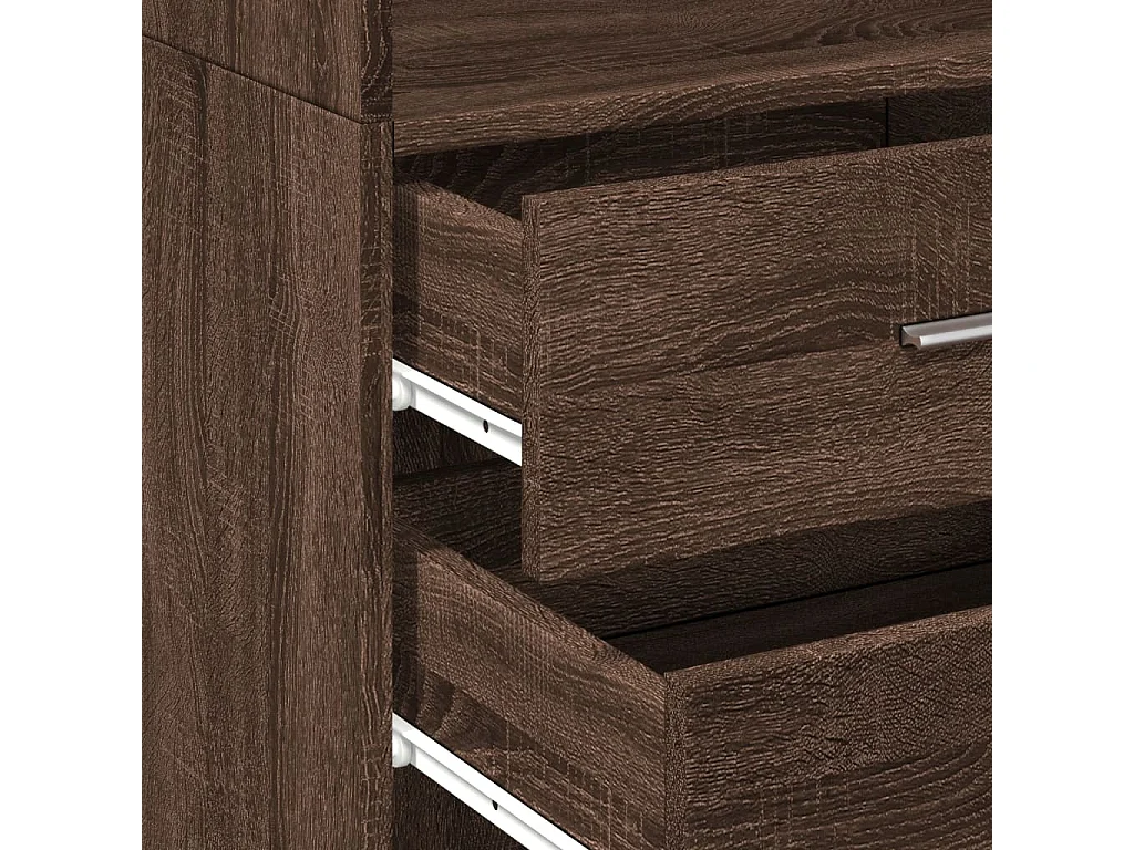 Buffet haut chêne marron 45x42,5x185 cm bois d'ingénierie