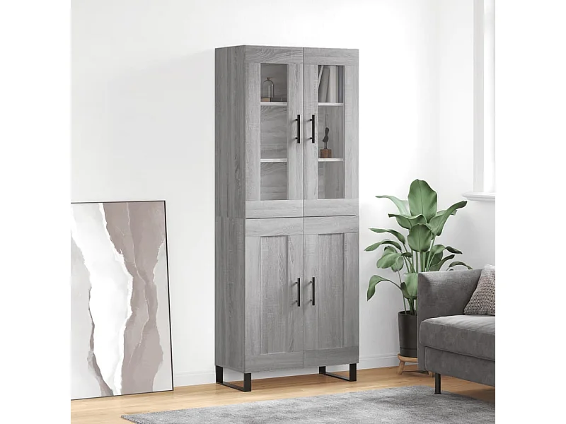 Buffet haut Sonoma gris 69,5x34x180 cm Bois d'ingénierie