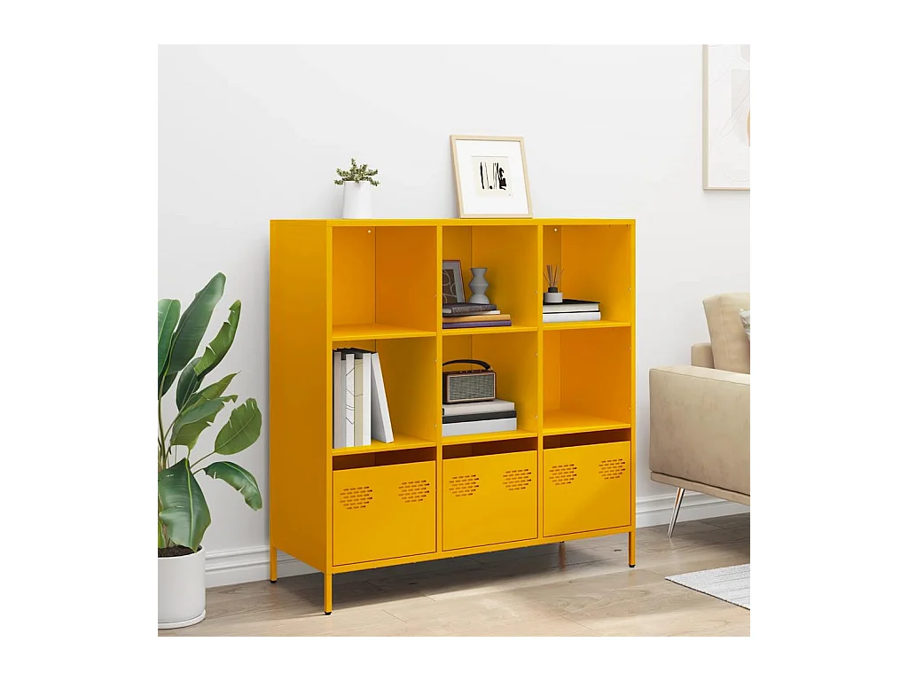 Buffet haut jaune moutarde 101,5x39x103,5 cm acier