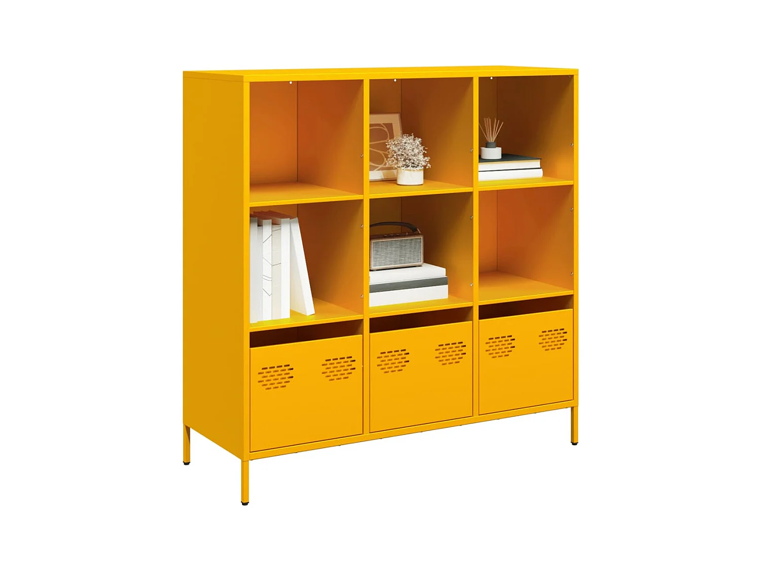 Aparador de acero amarillo mostaza 101,5x39x103,5 cm