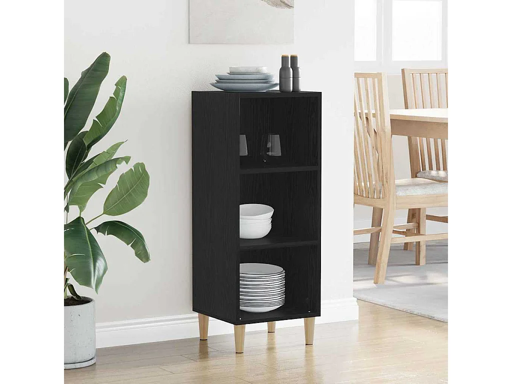 Dressoir Zwart eiken 32.5 x 34.5 x 90 cm Bewerkt hout