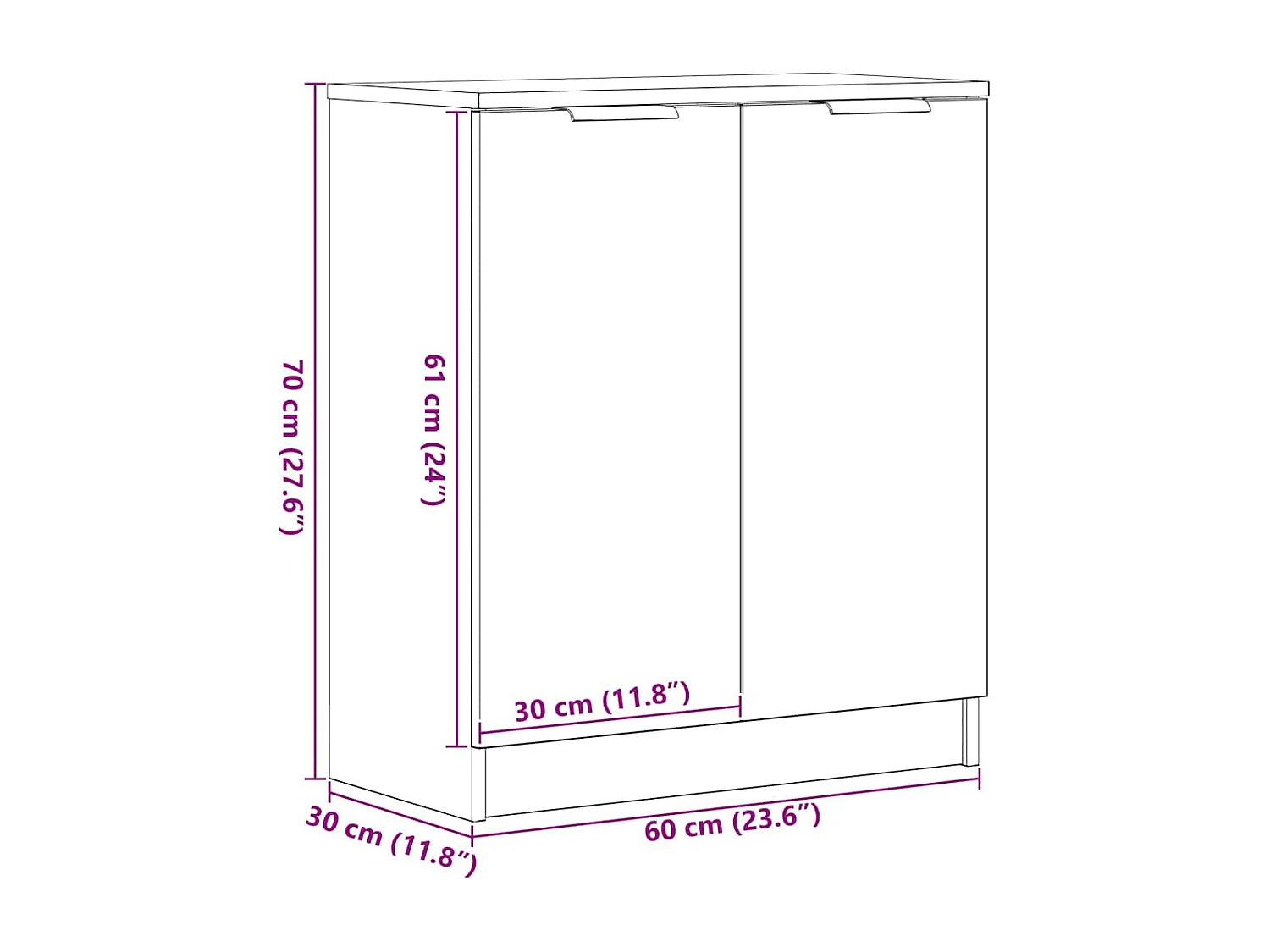 Buffet Noir 60 x 30 x 70 cm Bois d'ingénierie