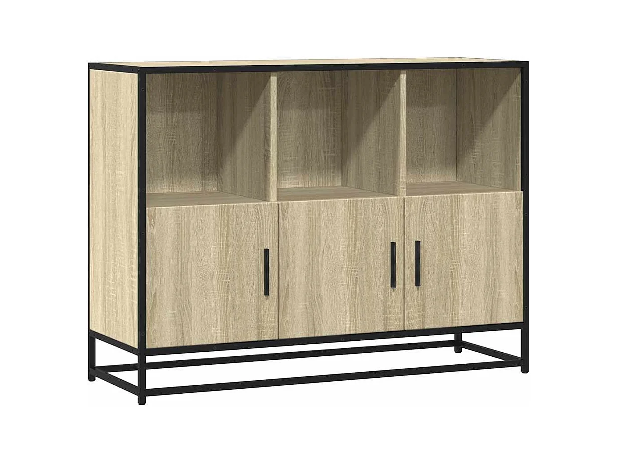 Aparador de madera contrachapada roble sonoma 100x35x76 cm