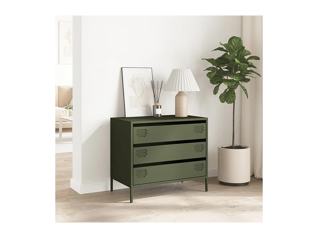 Buffet vert olive 68x39x58,5 cm acier laminé à froid