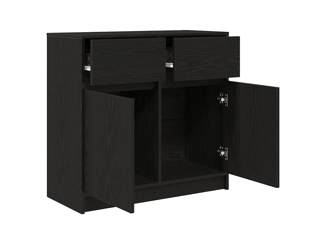 Buffet avec tiroir chêne noir 80x34x76 cm bois d'ingénierie
