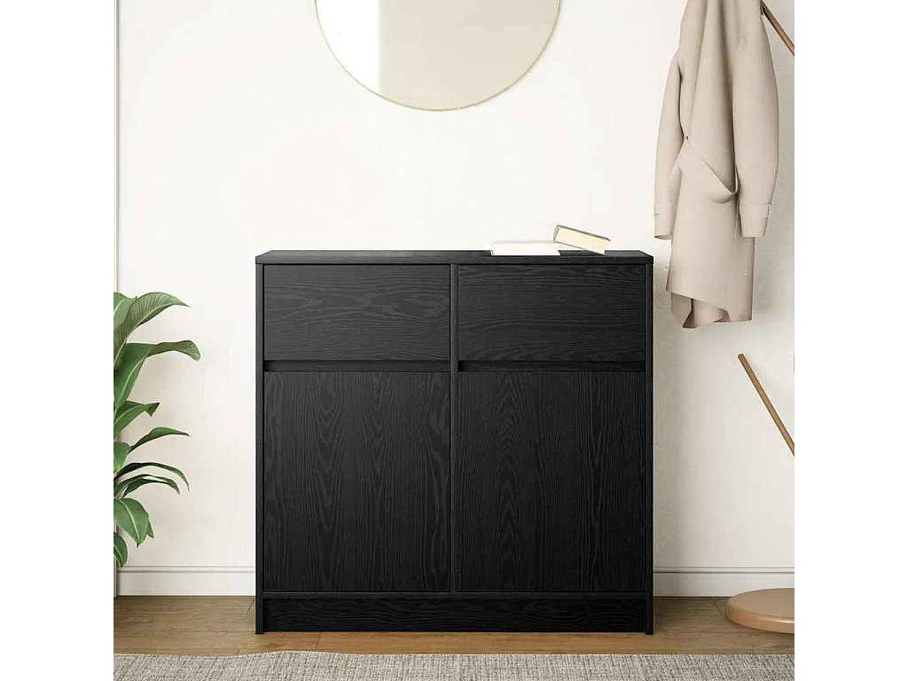 Buffet avec tiroir chêne noir 80x34x76 cm bois d'ingénierie