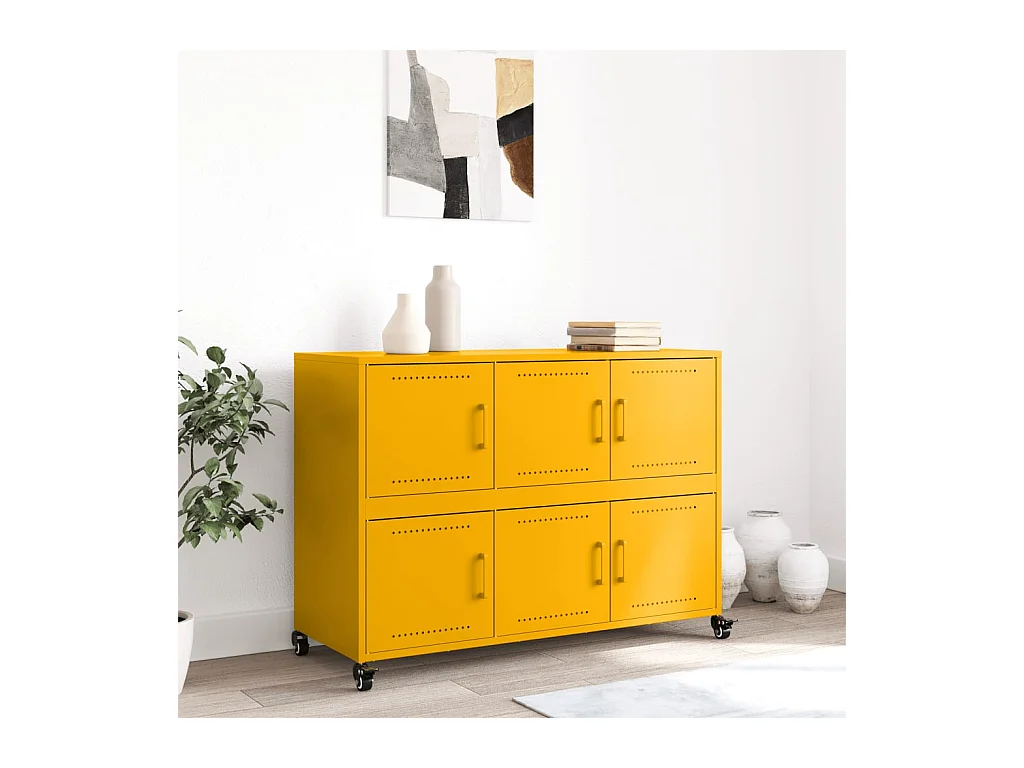 Buffet jaune moutarde 100,5x39x72 cm acier
