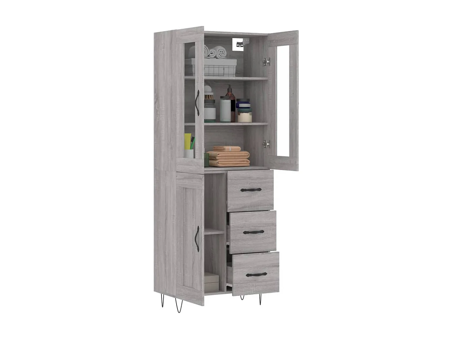 Buffet haut Sonoma gris 69,5x34x180 cm Bois d'ingénierie