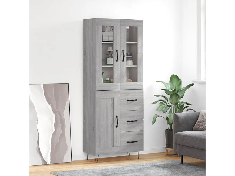 Buffet haut Sonoma gris 69,5x34x180 cm Bois d'ingénierie