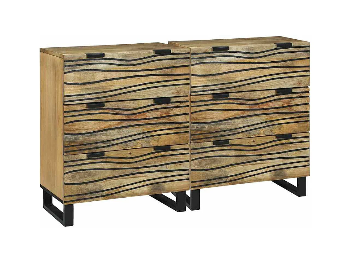 Tableros Lateral con cajón 2 piezas Marrón 60 x 33.5 x 75 cm