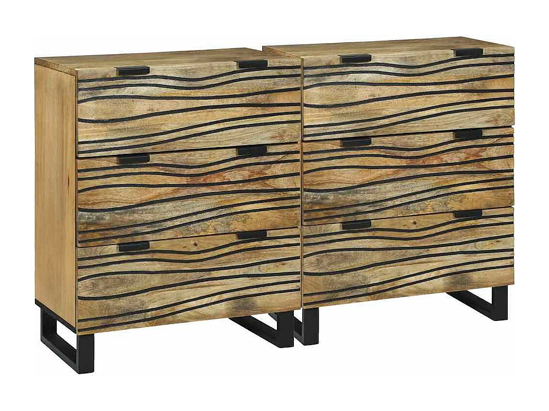 Tableros Lateral con cajón 2 piezas Marrón 60 x 33.5 x 75 cm