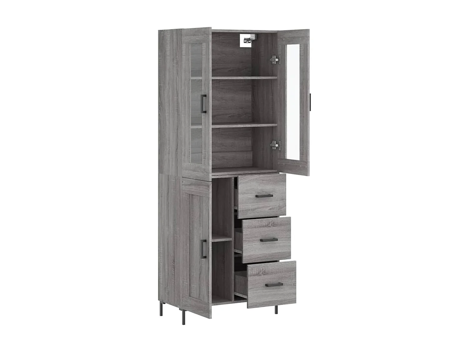 Aparador alto madera contrachapada gris sonoma 69,5x34x180 cm