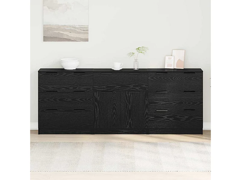 Buffet 3 pièces Chêne noir 60 x 30 x 70 cm Bois d'ingénierie