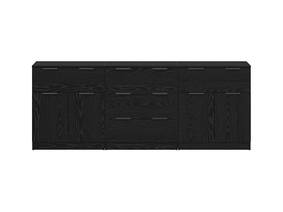 Buffet 3 pièces Chêne noir 60 x 30 x 70 cm Bois d'ingénierie