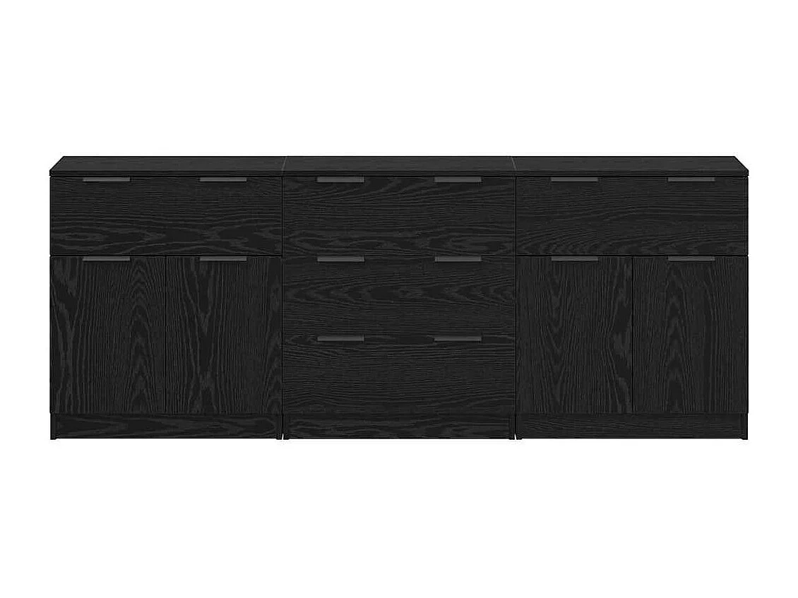 Buffet 3 pièces Chêne noir 60 x 30 x 70 cm Bois d'ingénierie