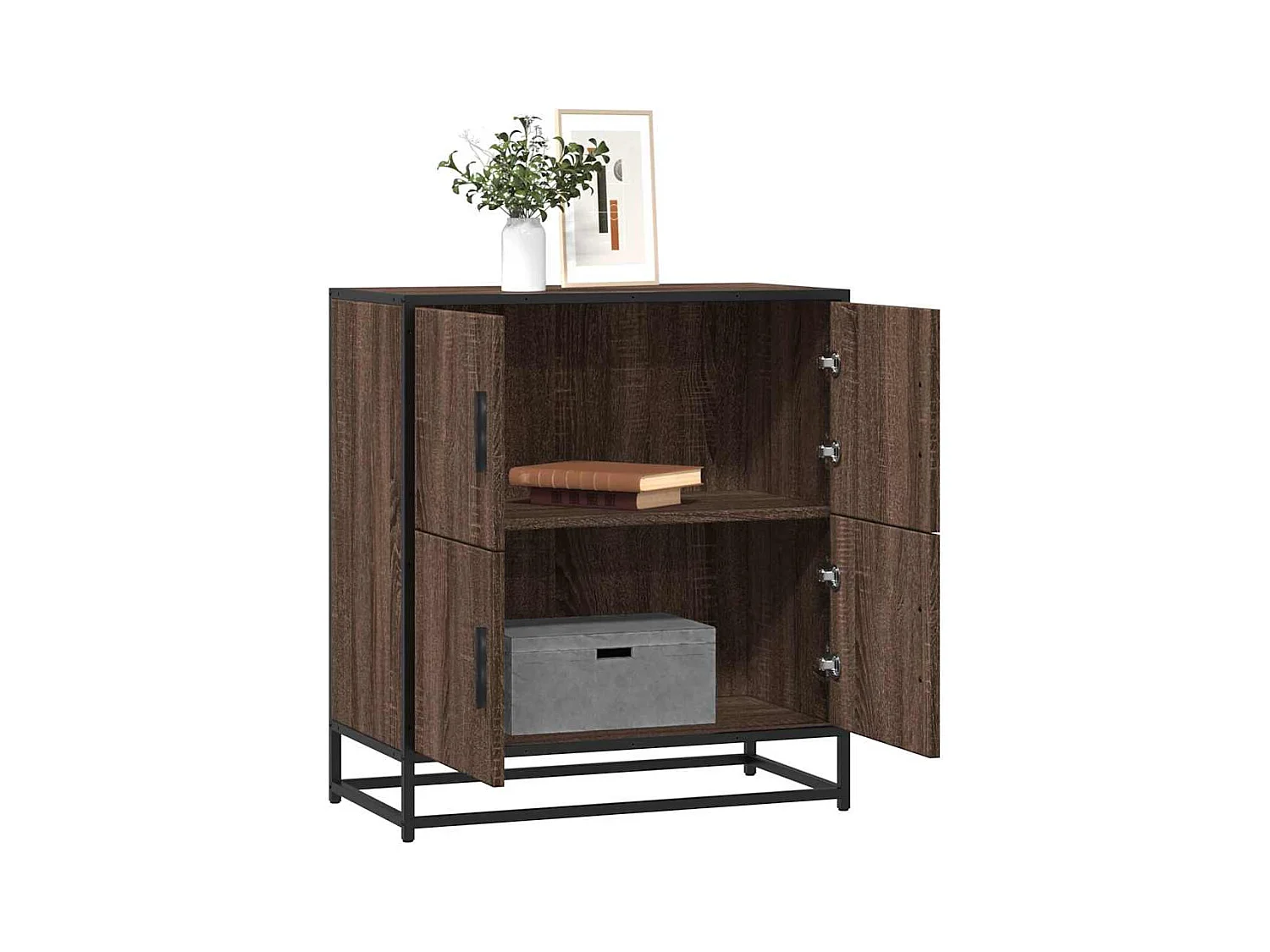 Aparador madera ingeniería roble marrón 68x35x76 cm