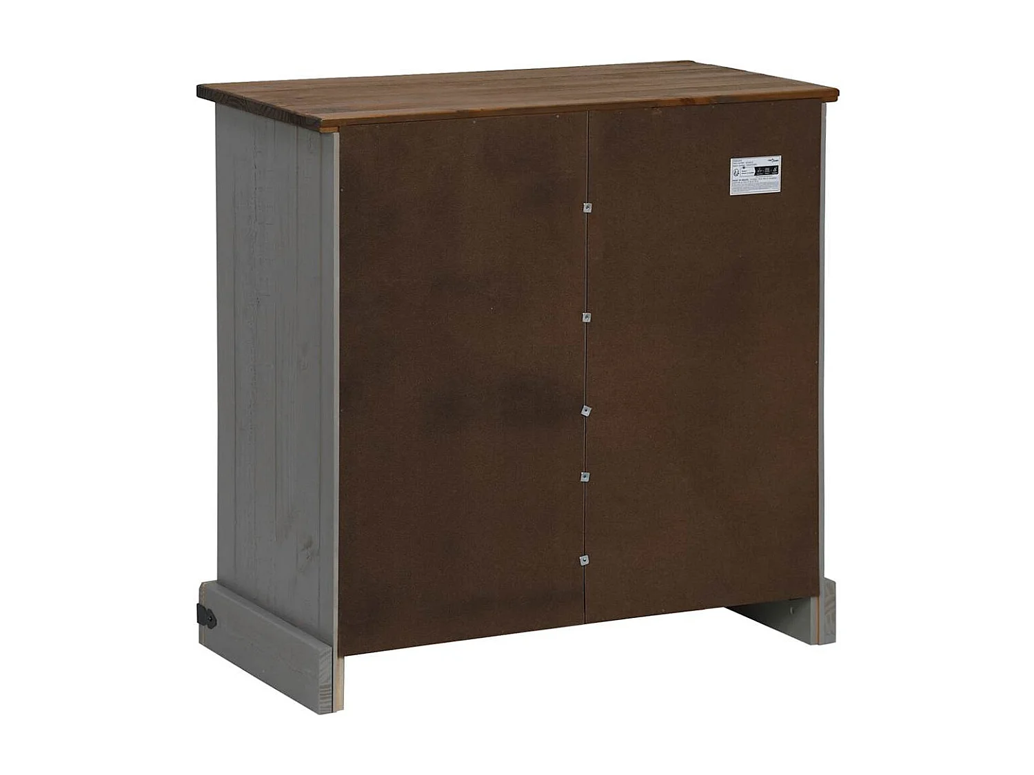 Buffet HALDEN porte coulissante gris 80x40x80 cm bois massif