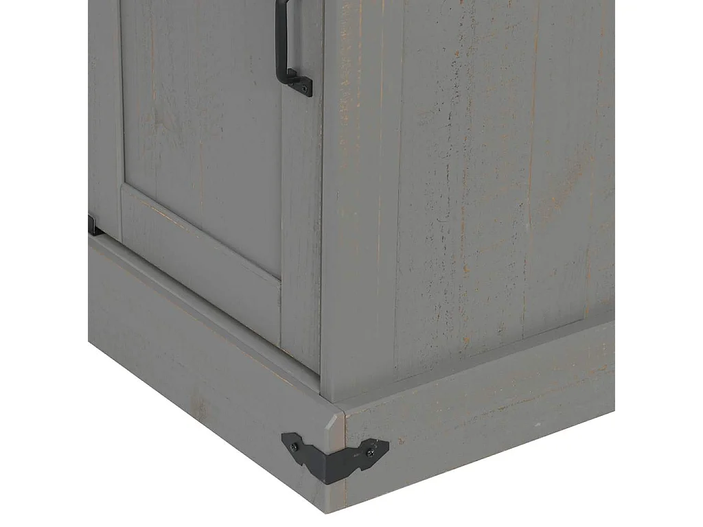 Buffet HALDEN porte coulissante gris 80x40x80 cm bois massif