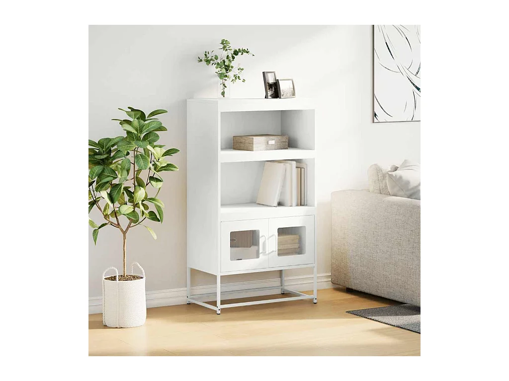 Buffet haut blanc 68x39x123 cm acier