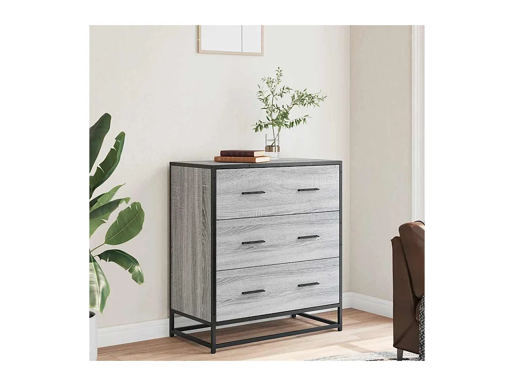 Buffet sonoma gris 68x35x76 cm bois d'ingénierie et métal