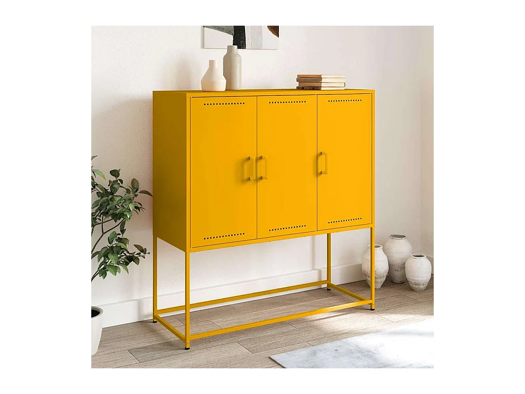 Buffet haut jaune moutarde 100,5x39x107 cm acier