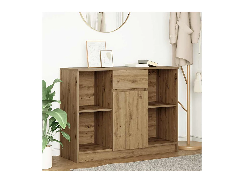 Buffet avec tiroir chêne artisanal 101x35x76 cm bois ingénierie