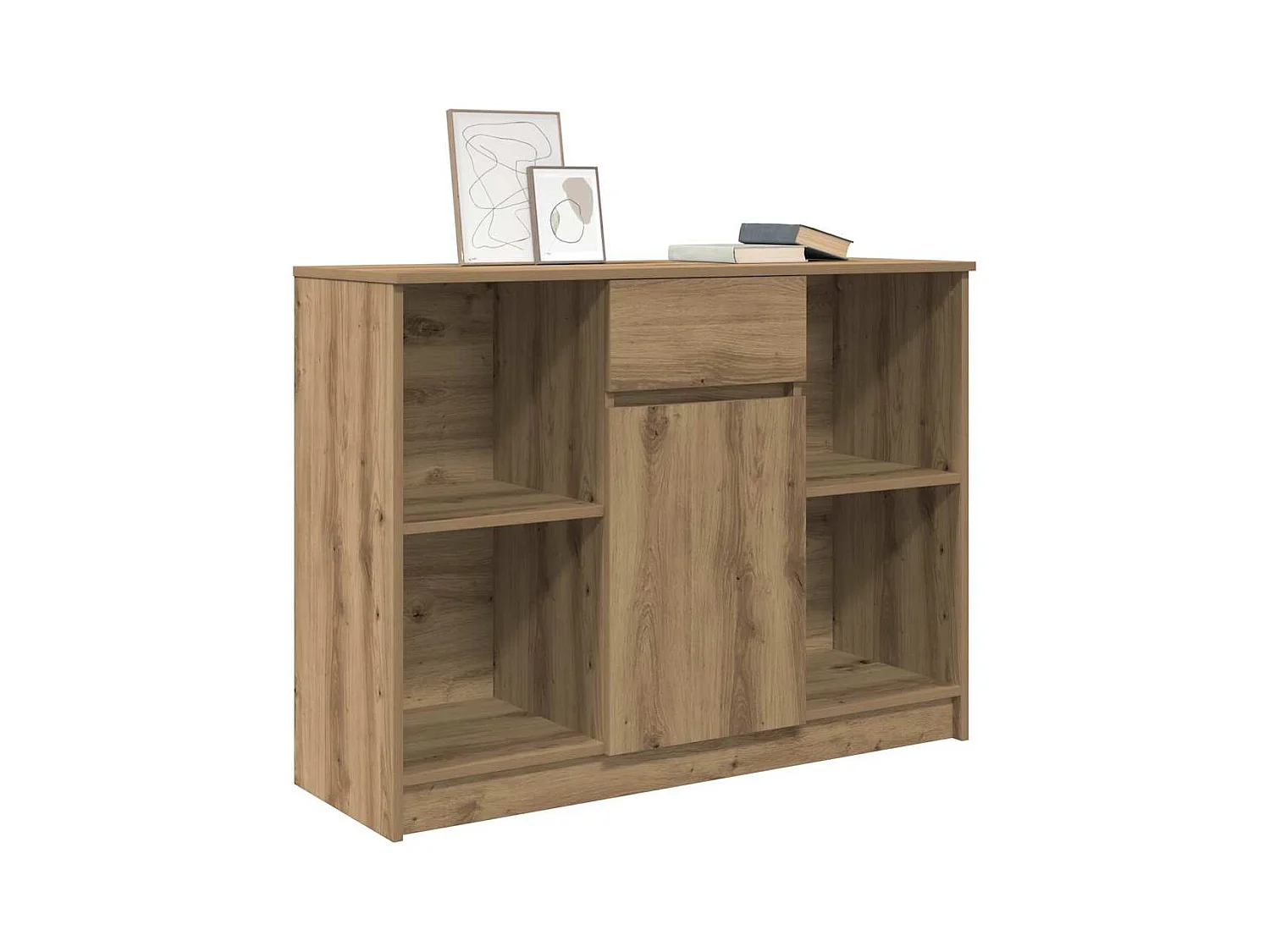 Buffet avec tiroir chêne artisanal 101x35x76 cm bois ingénierie