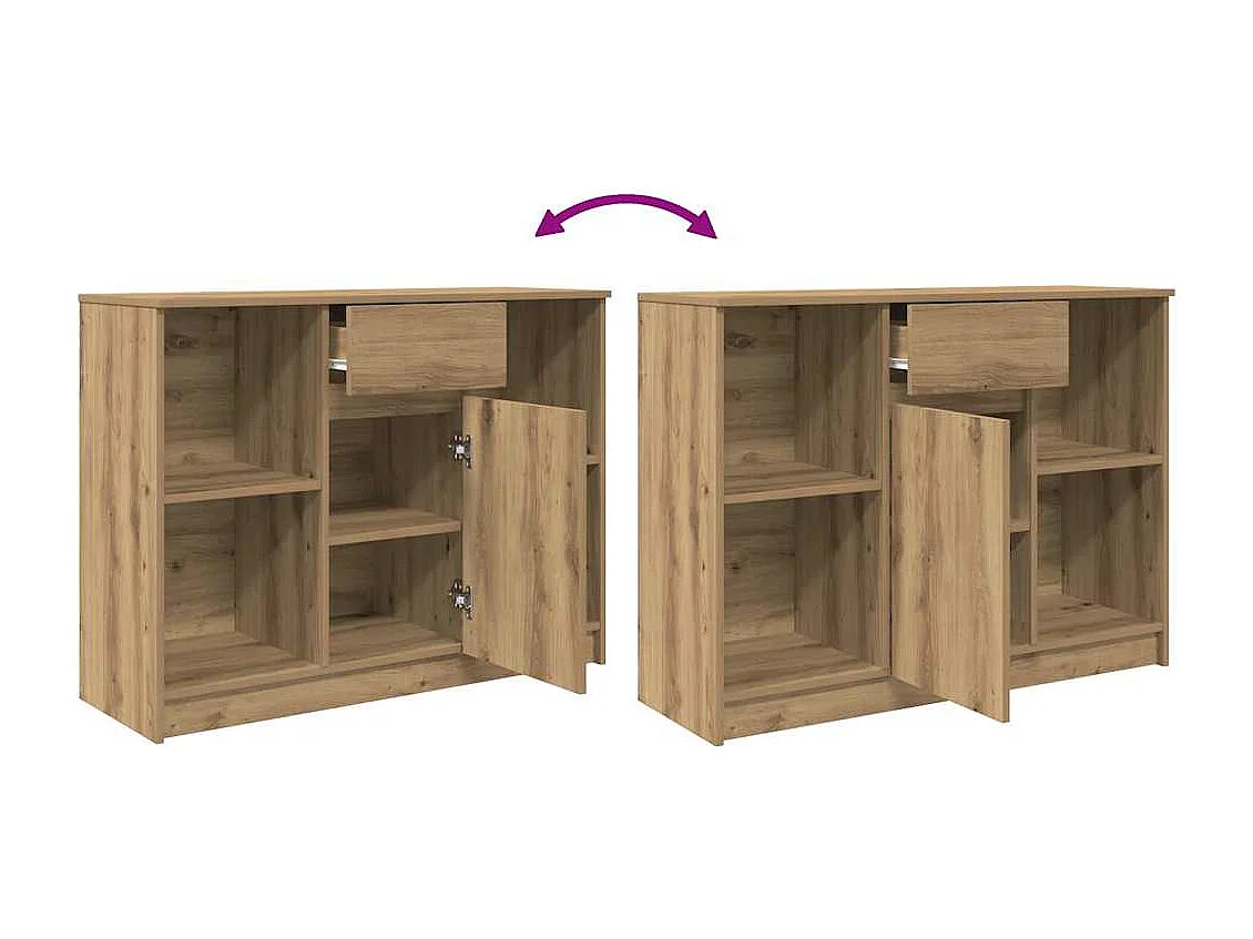 Buffet avec tiroir chêne artisanal 101x35x76 cm bois ingénierie