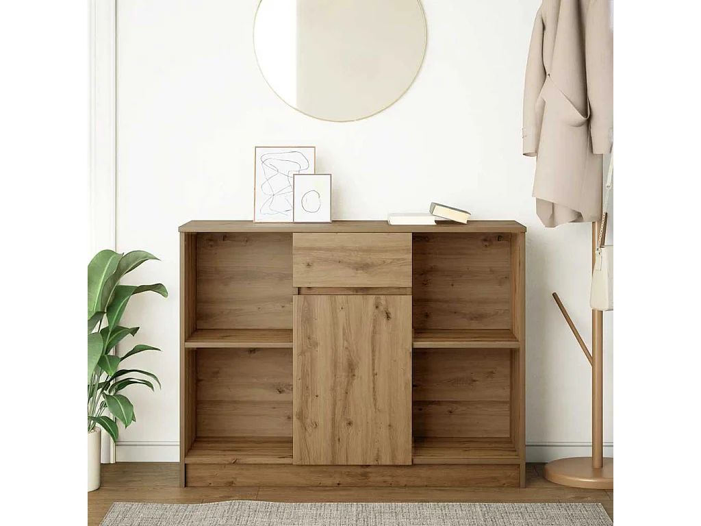 Buffet avec tiroir chêne artisanal 101x35x76 cm bois ingénierie