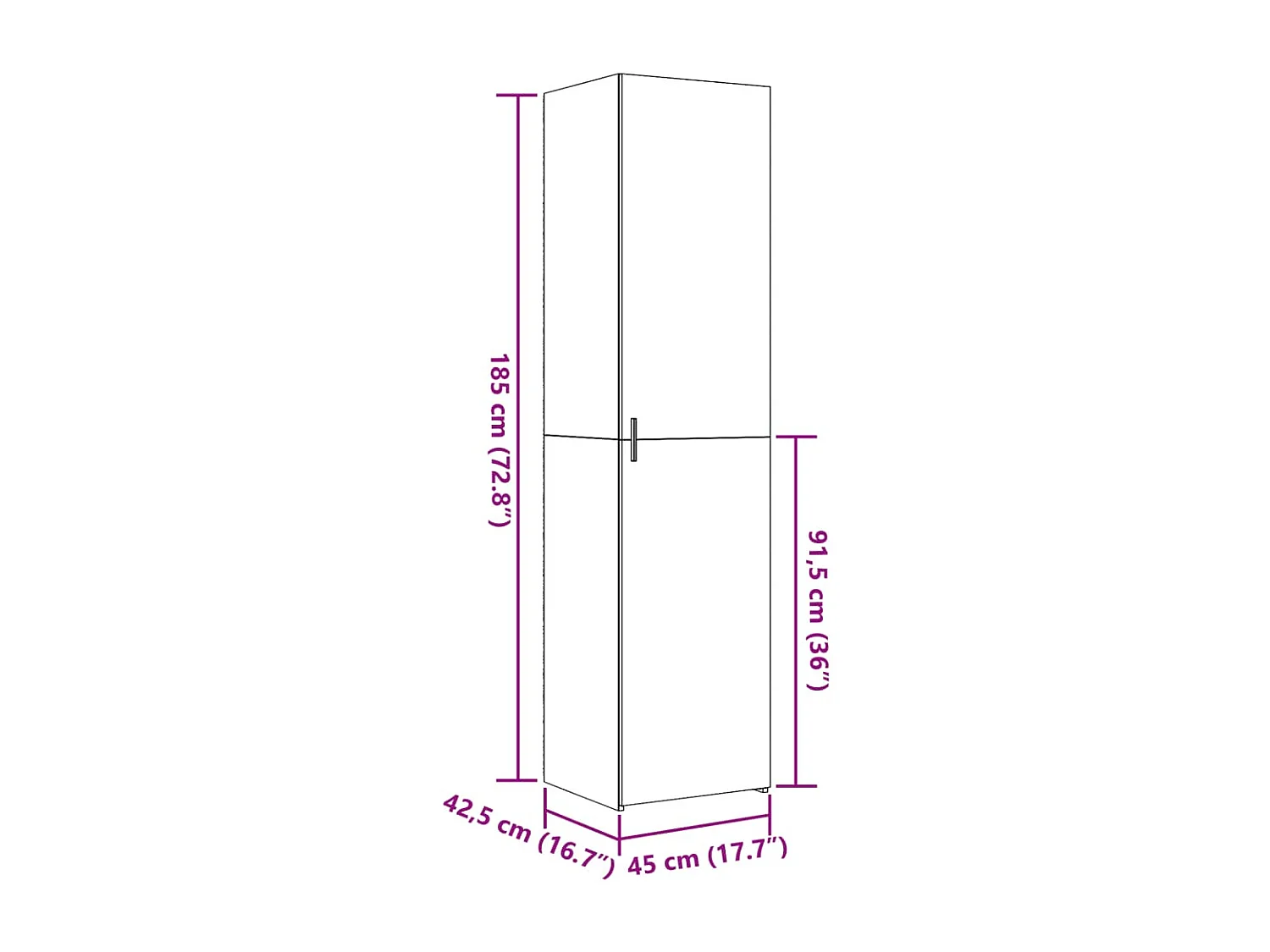 Buffet haut sonoma gris 45x42,5x185 cm bois d'ingénierie