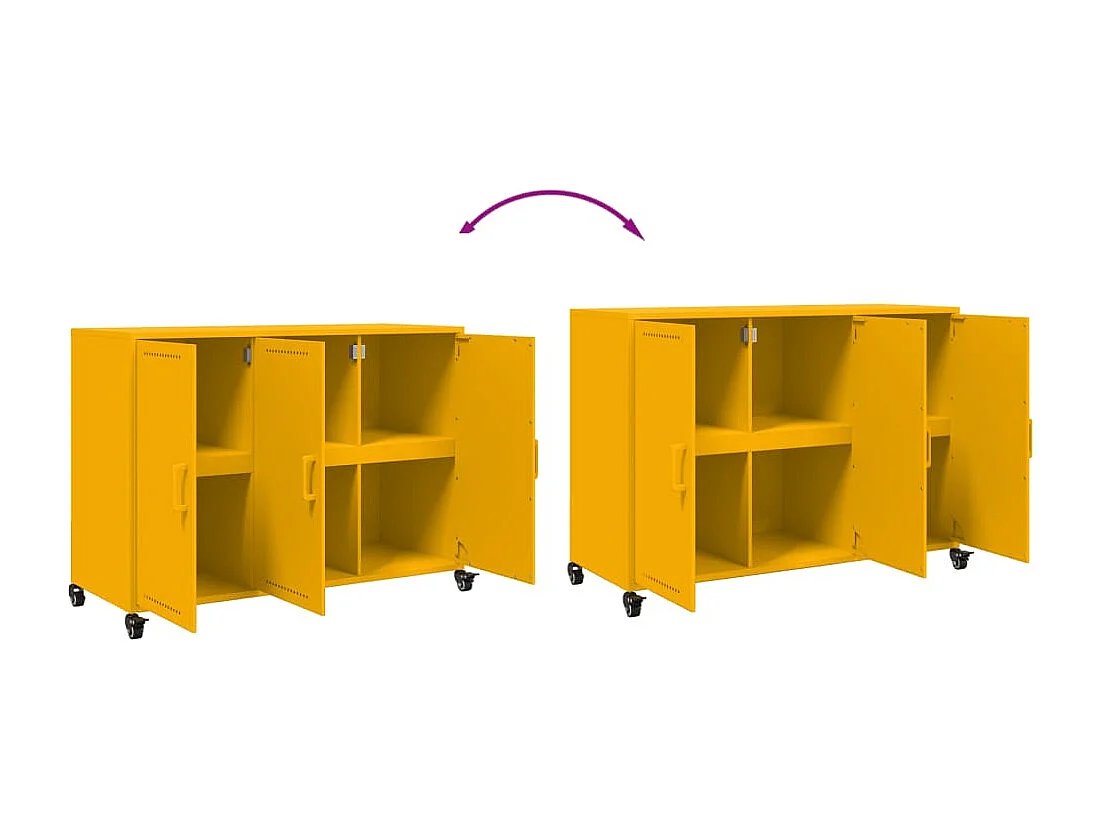 Buffet jaune moutarde 100,5x39x72 cm acier