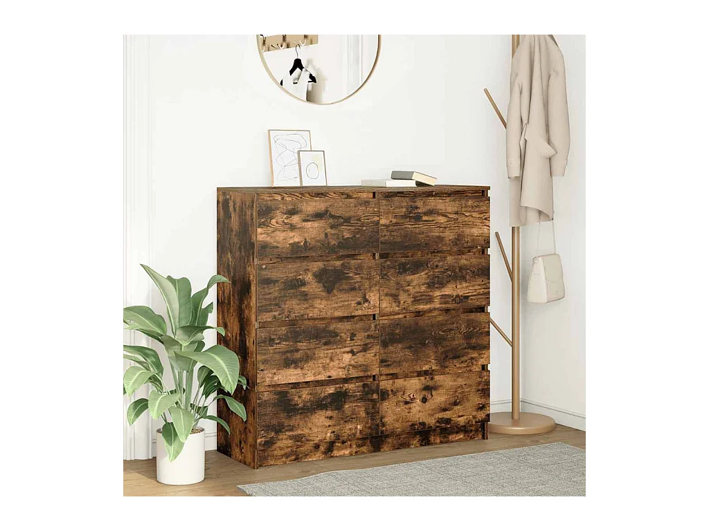 Dressoir 100x35x99 cm bewerkt hout gerookt eikenkleurig