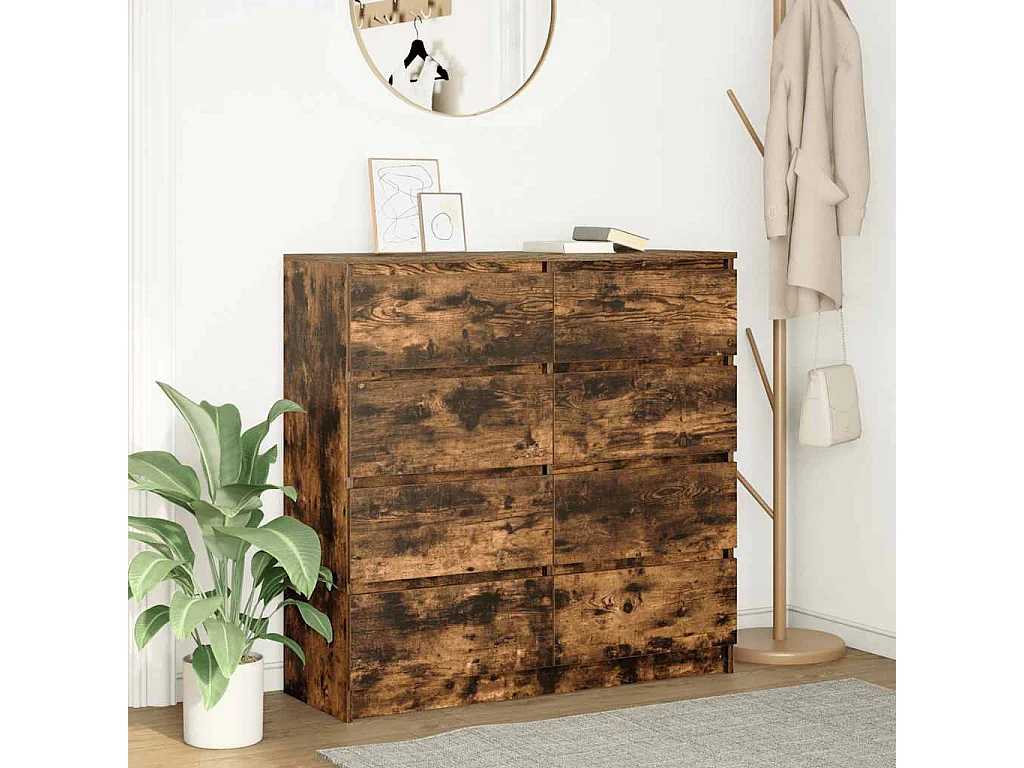 Buffet chêne fumé 100x35x99 cm bois d'ingénierie