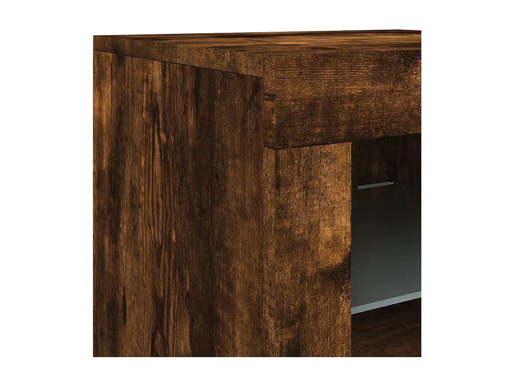 Aparador com luzes LED 162x37x67 cm carvalho fumado