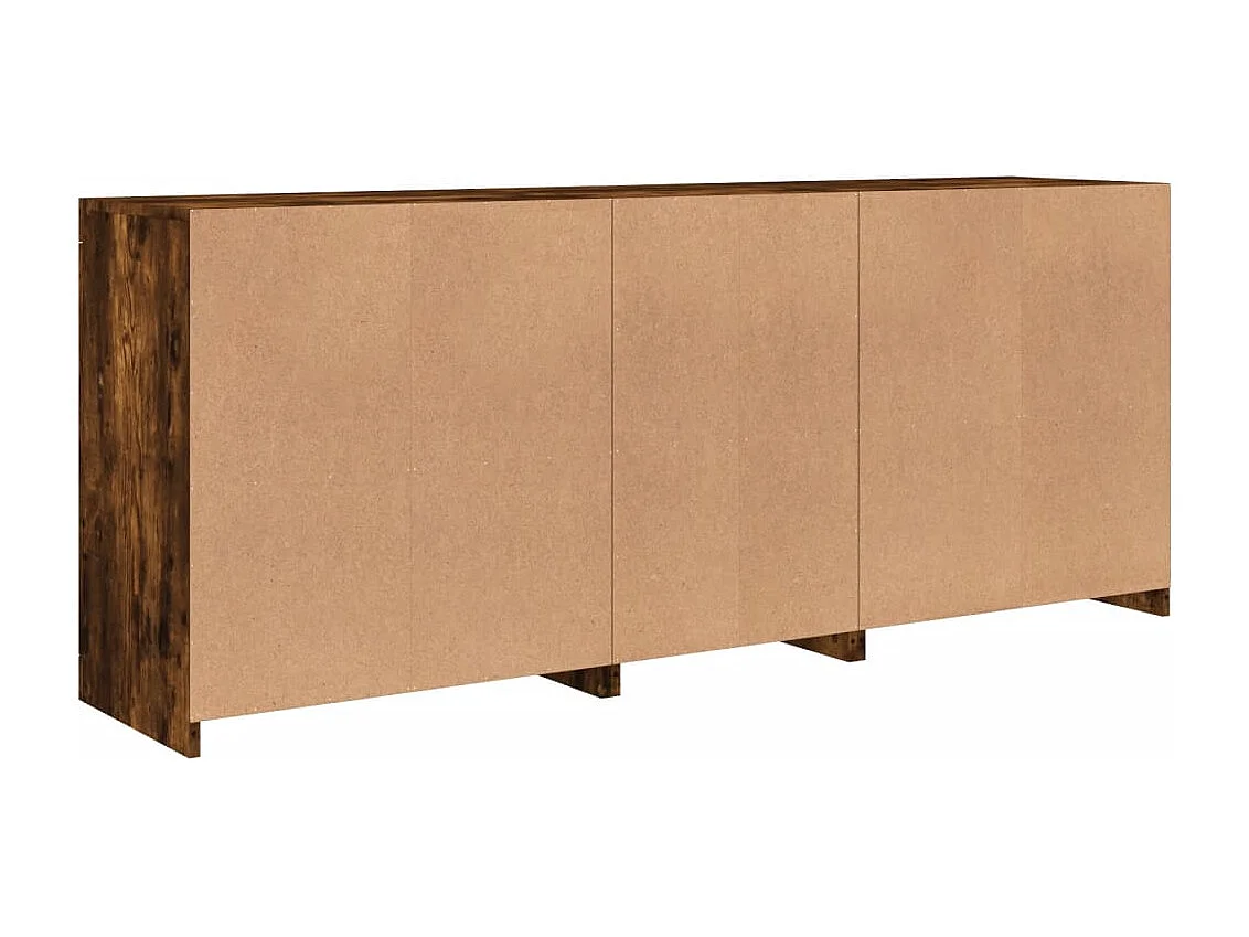 Buffet avec lumières LED chêne fumé 162x37x67 cm