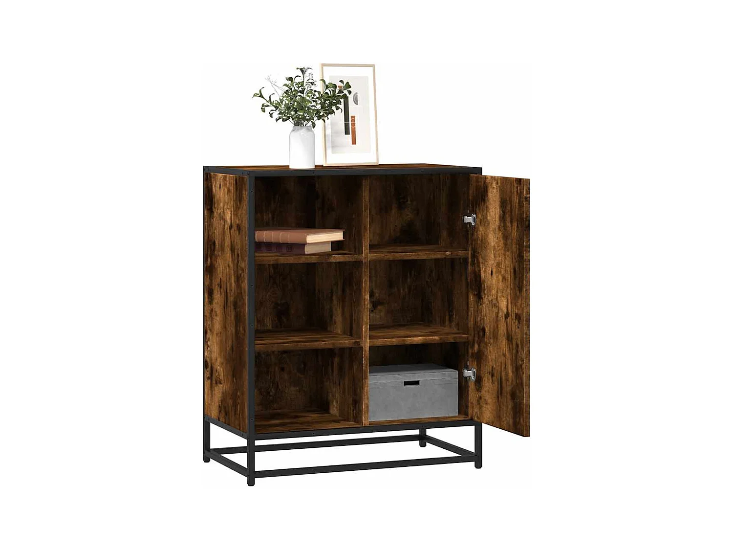 Buffet chêne fumé 62x35x76 cm bois d'ingénierie