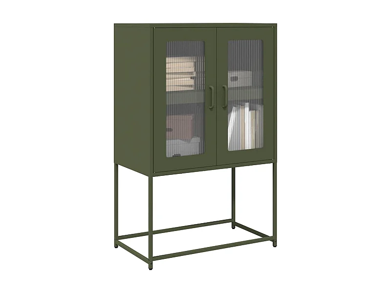 Buffet haut vert olive 68x39x107 cm acier